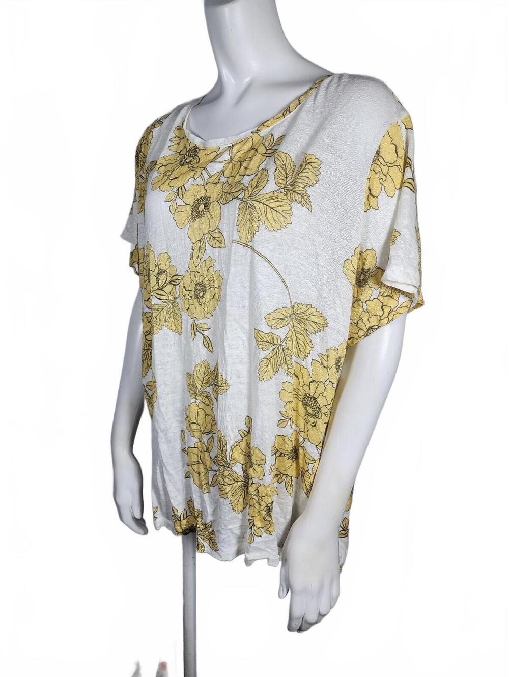 Cynthia Rowley 100% Linen Floral Print Blouse Size 2X